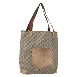 GUCCI GG Supreme Web Sherry Line Tote Bag PVC Beige 002 904 0222 Auth 160284